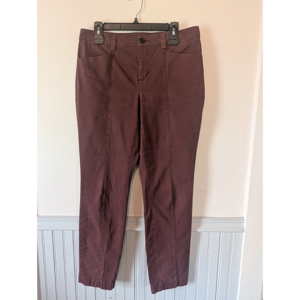 Duluth Trading Chino Pants Womens 10 Maroon Flat Front Straight Stretch Comfort
